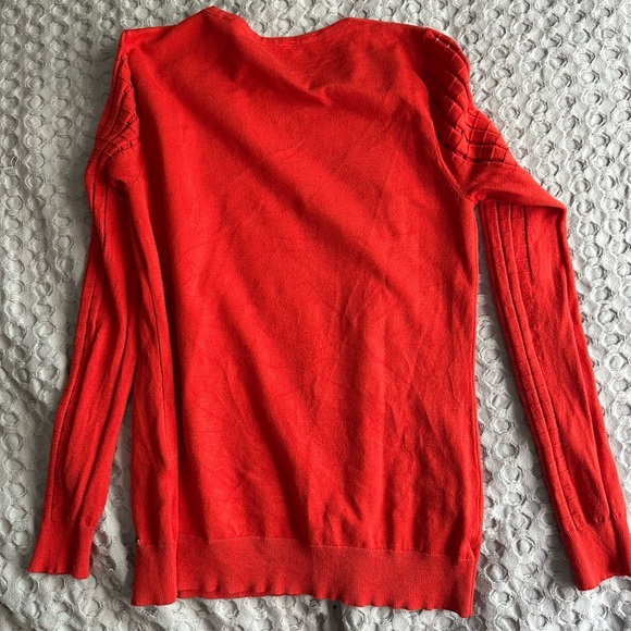 Orange Crew Neck Sweater Tahari Size M - Picture 2 of 2